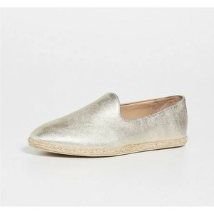 Vince Malia Gold Leather Espadrilles Slip On Flat Loafer Size 6